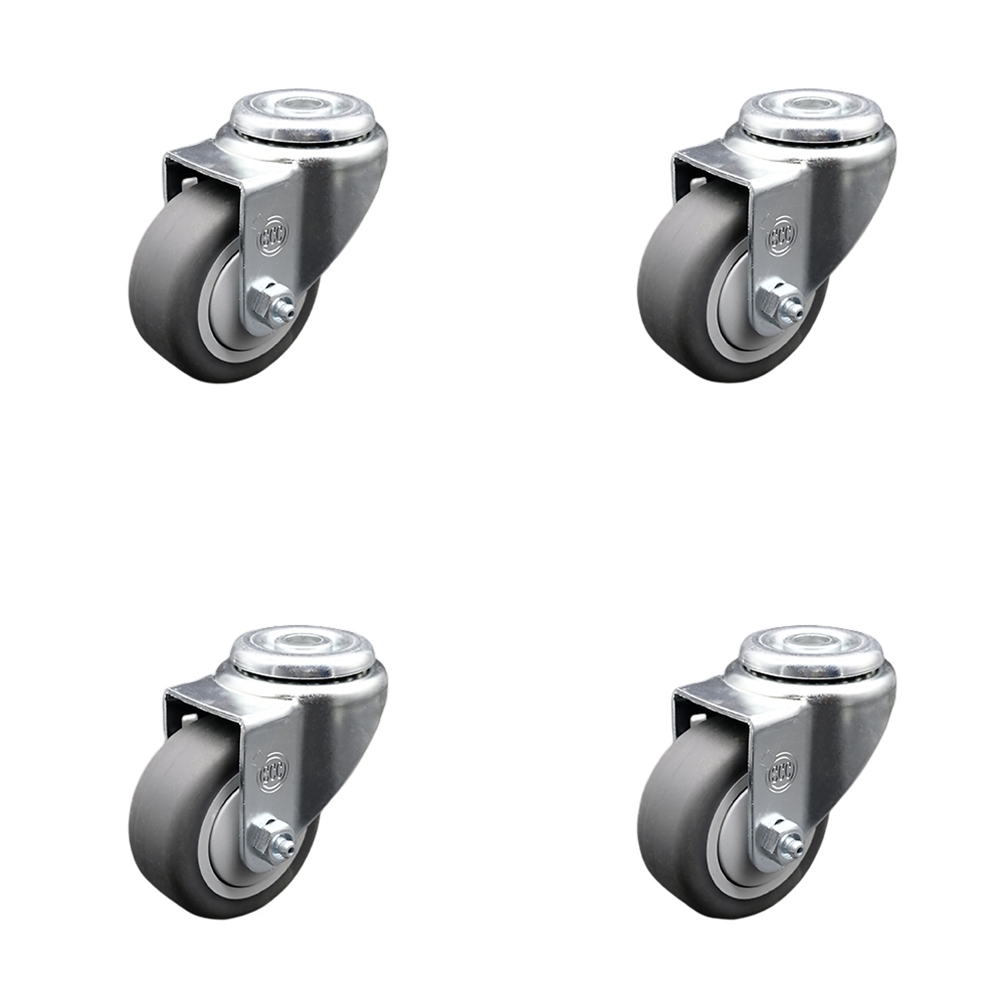 Service Caster, 3in. x 1 1/4in. Stem Casters, Wheel Diameter 3 in, Caster Type Swivel, Package (qty.) 4, Model# SCC-SSBH20S314-TPRB-4